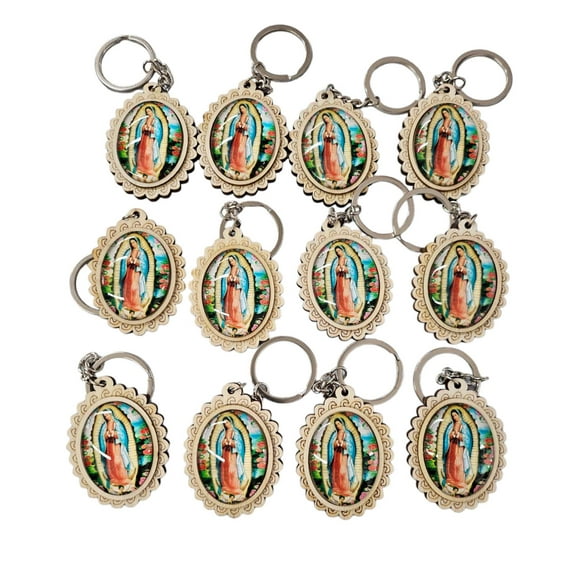12 Virgen De Guadalupe Keychain Party Favors Baptism Comunion Recuerdos Bautizo