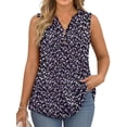 thumbnail image 2 of WellSize Plus Size Tank Tops for Women Henley V Neck Sleeveless Shirts Dressy Floral Blouses Summer Tunic Tops, 2 of 7