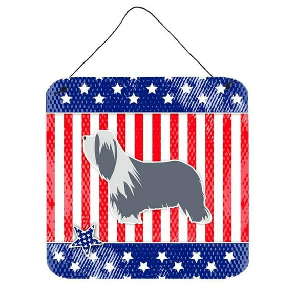 USA Patriotic Bearded Collie Wall or Door Hanging Prints