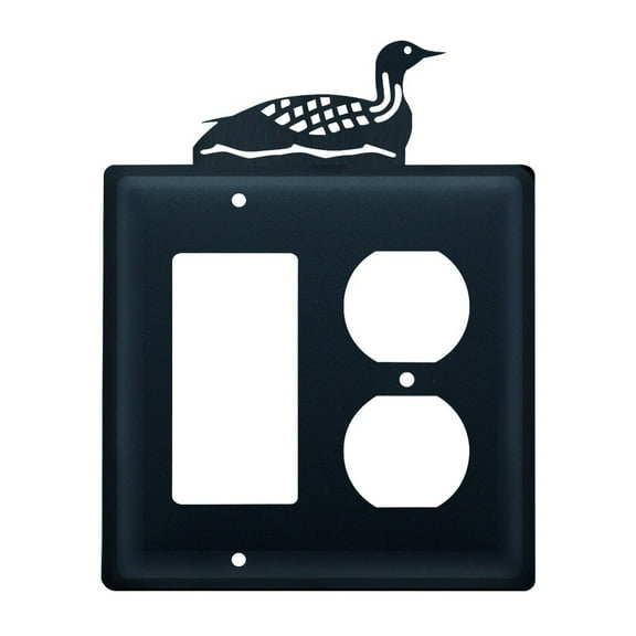 Single GFI and Duplex Cover with Metal Loon Accent, Black