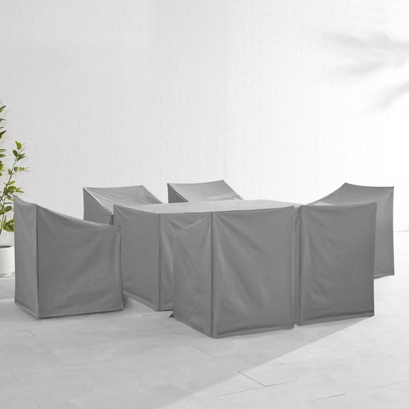 Crosley Furniture 7-Piece Vinyl Outdoor Dining Furniture Cover Set in Gray