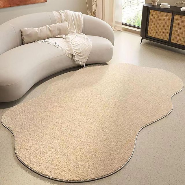 Area Rug, Irregular Shaped Rug for Living Room, Washable Rug, Non Slip Floor Carpet, Low Pile Soft Rug for Bedroom Dining Room Abstract Minimalist Carpets for Home Decoration, Bedside Rug(Khaki,78x118