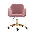 thumbnail image 2 of Modern Accent Armchair, SYNGAR Comfy Upholstered Leisure Chair with Back, Velvet Fabric Swivel Vanity Chair, Height Adjustable Office Chair, for Living Room, Bedroom, Makeup Room, Pink, D4424, 2 of 9