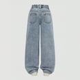 thumbnail image 7 of kpoplk Girl's Elastic High Waist Ripped Baggy Jeans Wide Leg Distressed Denim Pants(Blue,11-12 Y), 7 of 7