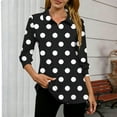 thumbnail image 4 of Women's Trendy Polka Dots Lapel Shirts Casual Long Sleeve Pullover Tunic Tops Dressy Loose Going Out Blouse, 4 of 5