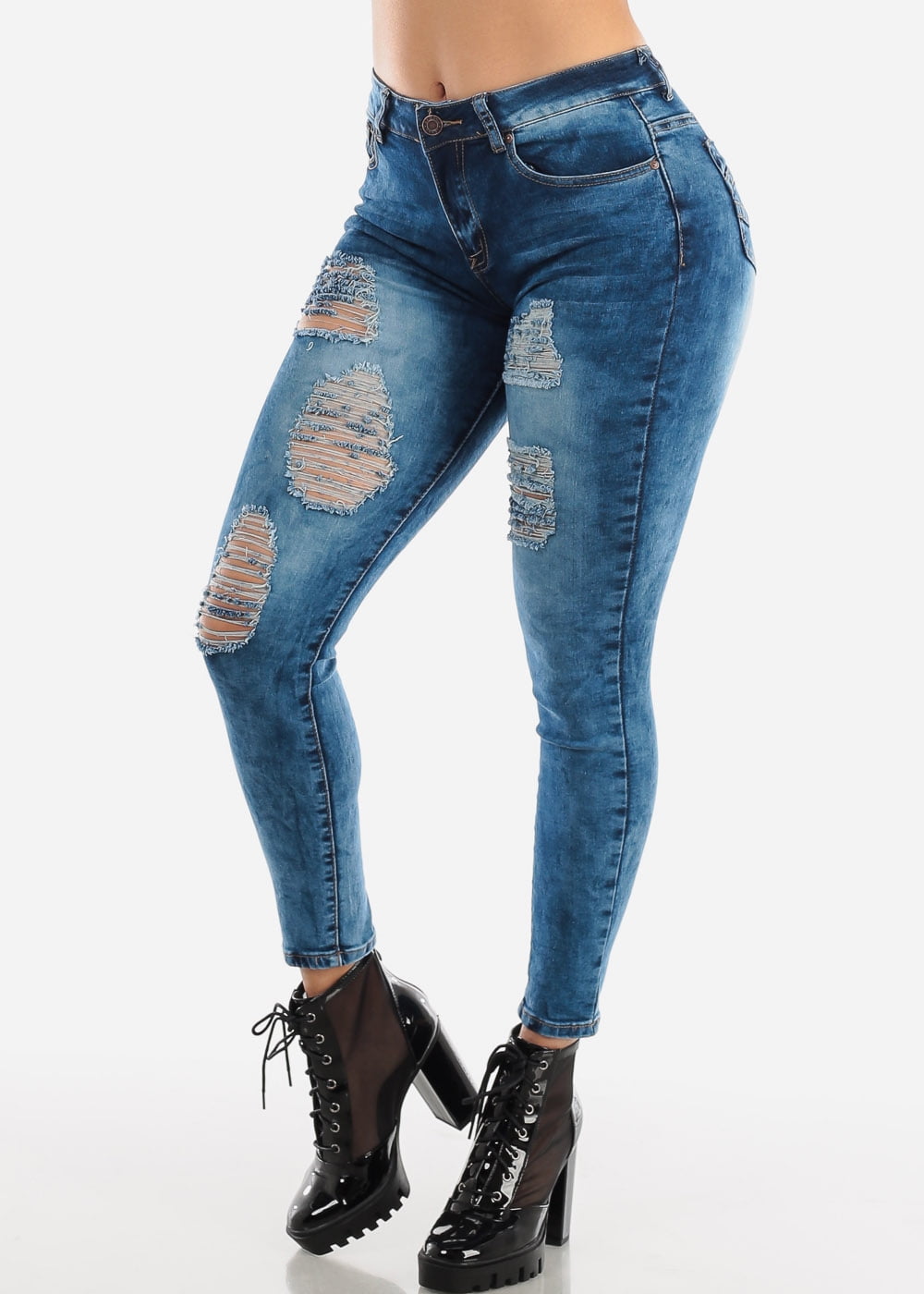 women's high rise ripped jeans
