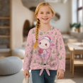 thumbnail image 4 of DISNIMO Axolotl Tree Print Girls Long Sleeve Shirts Kids Lace Up Tee Soft Pullover Tops Crew Neck Loose T Shirts Tunic Blouses, 4 of 8
