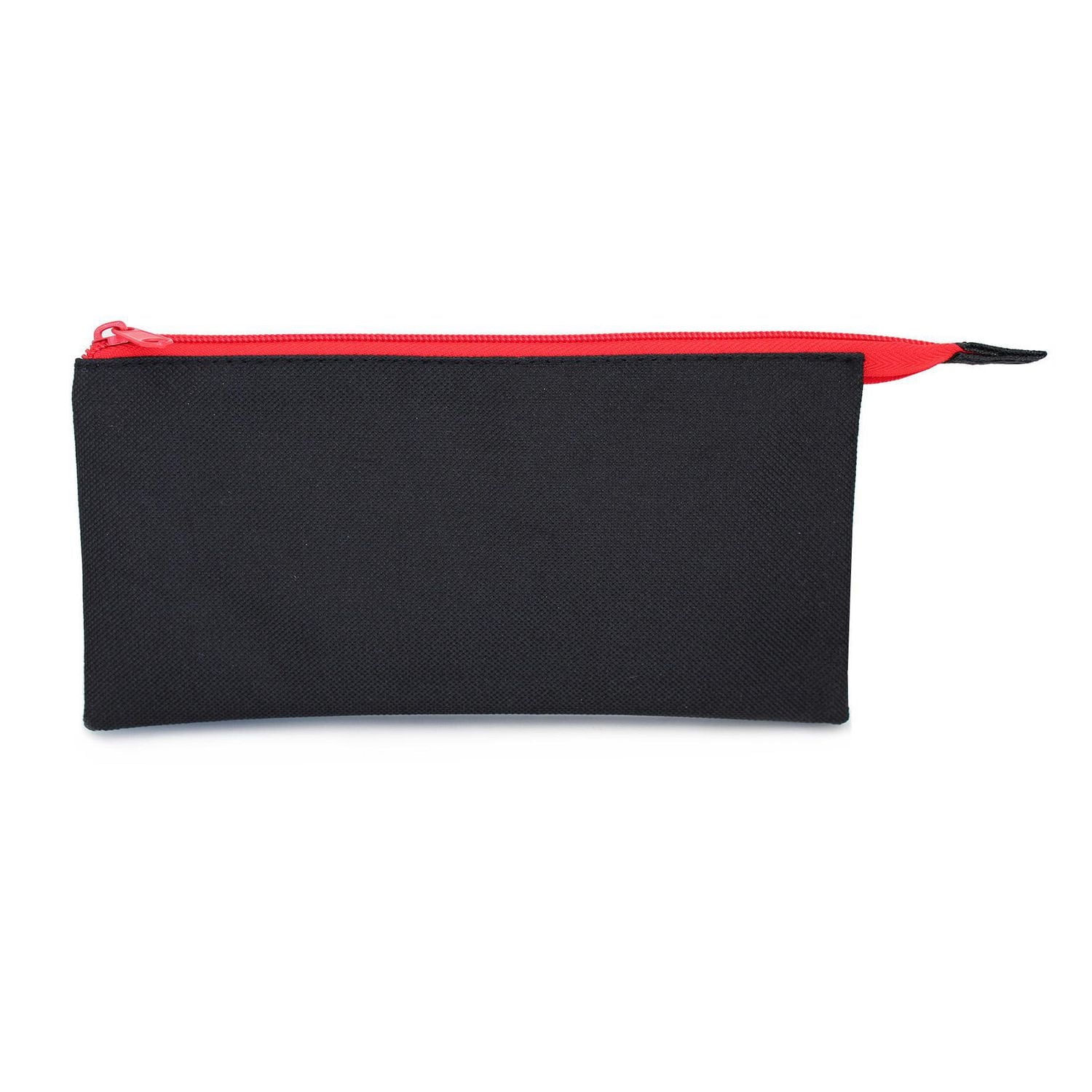Pen+Gear 3 Pocket Pencil Pouch in Black Polyester with Red Zip