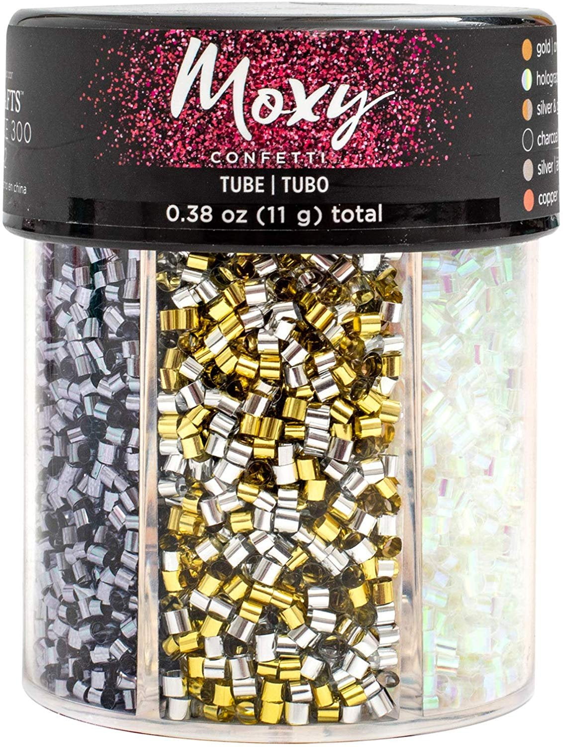 AMC Moxy Tube Confetti 6 Comp Jar Metallic