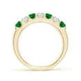 thumbnail image 2 of ANGARA Natural Shared Prong Emerald and Diamond Half Eternity Ring in 14K Yellow Gold for Women (Size-3.1mm) | May Birthstone, Birthday, Anniversary, Jewelry Gift for Women | Natural Emerald Ring, 2 of 9