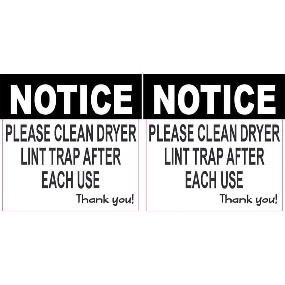 StickerTalk Notice Please Clean Dryer Lint Trap Vinyl Sticker, 2.5 inches x 2.5 inches