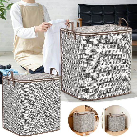 syligr Heavy Duty Storage Bags 26-55 Gallon Foldable with Zippered Closure - Large Capacity Fabric Storage Bins with Handles for Clothes Bedding, Collapsible Storage Container for Seasonal Items