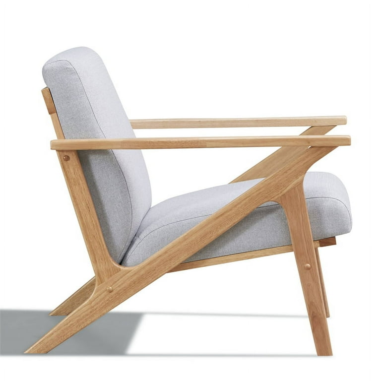 Omax Decor Zola Solid Wood and Fabric Accent Armchair in Oak and
