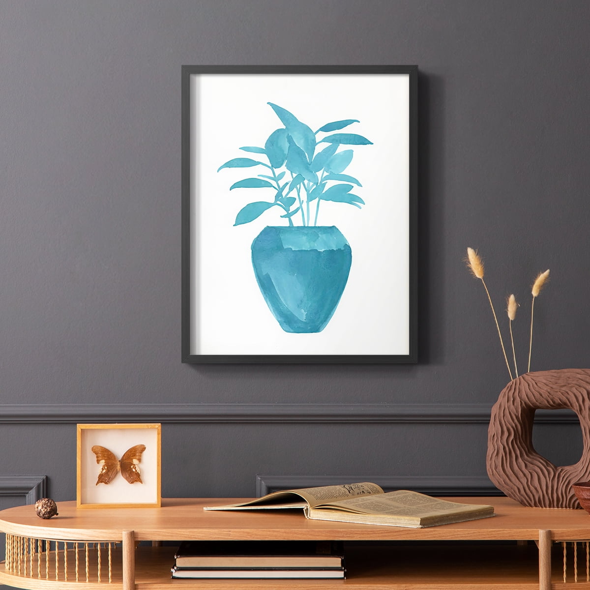 Watercolor House Plant V Framed Print in Black Solid Wood 8 x 10 Framed Print