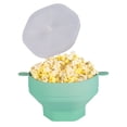 thumbnail image 1 of Cubo Palomitas Maíz Silicona A Altas Temperaturas para Horno Microondas Con Asa Cubo Palomitas Maíz Retráctil Y Plegable Con Tapa (verde) (verde), 1 of 9