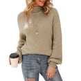 thumbnail image 3 of Asklazy Women's Turtleneck Oversized Sweaters Batwing Long Sleeve Pullover Loose Chunky Knit Jumper,Khaki, 3 of 11