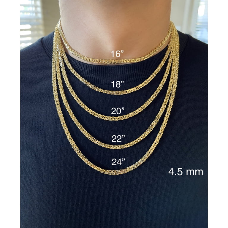 Jewelheart 14 K Yellow Real Gold Square Wheat Spiga Foxtail Chain