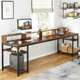 thumbnail image 3 of Tribesigns Two Person Desk with Monitor Stand, 78.74" Long Double Computer Office Desk with Storage Shelves, Large Gaming Desk Study Writing Table Workstation for Home Office (Rustic Brown), 3 of 7