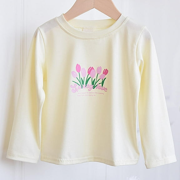 Bnwani Long Sleeve Toddler T Shirt Cotton Crew Neck Loose Casual Printed Tops 3-4t