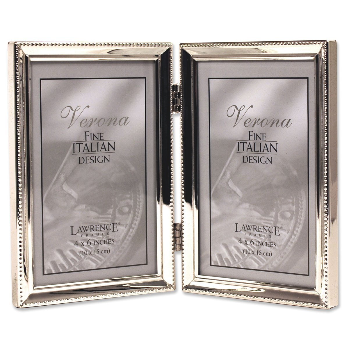Lawrence Frames Polished Silver Plate 4x6 Hinged Double Picture Frame Bead for sale online 