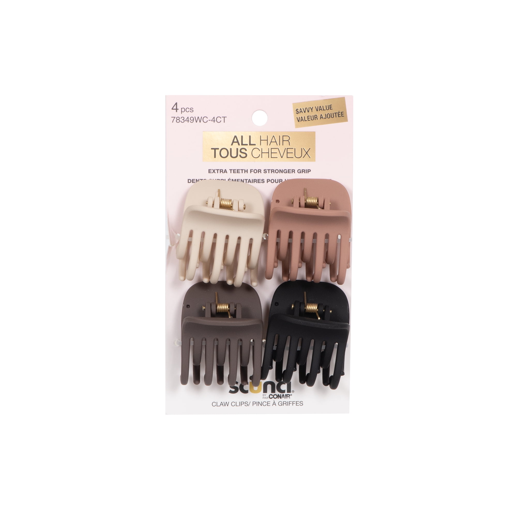 Scunci 4 pack Double Teeth Claws, CONAIR 4PK LAYERED CLAWS