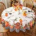 thumbnail image 4 of Fall Tablecloth 60 x 60 Inch Round, Fall Decorations for Home Buffalo Plaid Pumpkin Fall Table Cloths Seasonal Thanksgiving Decor Scallop Edge Table Cover Party Dining Table Decorations, 4 of 6