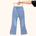 thumbnail image 3 of Spring Autumn Children Jeans  Girls Cotton Print Splice Stretch Denim Pants Korean Teenage TrousersWear Kids ClothingDenimRipped, 3 of 6