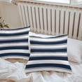 thumbnail image 4 of Navy Blue Outdoor Pillow Covers Set of 2 and Grey Stripe Abstract Geometric Striped Waterproof Throw Pillow Case Decorative Square Cushion Cover for Patio Couch Garden Balcony, 26"x26", 4 of 9