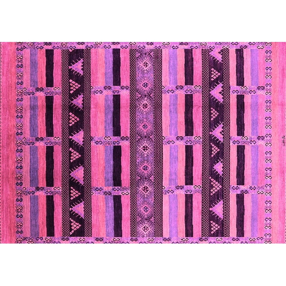 Ahgly Company Indoor Rectangle Solid Pink Modern Area Rugs, 2' x 3'