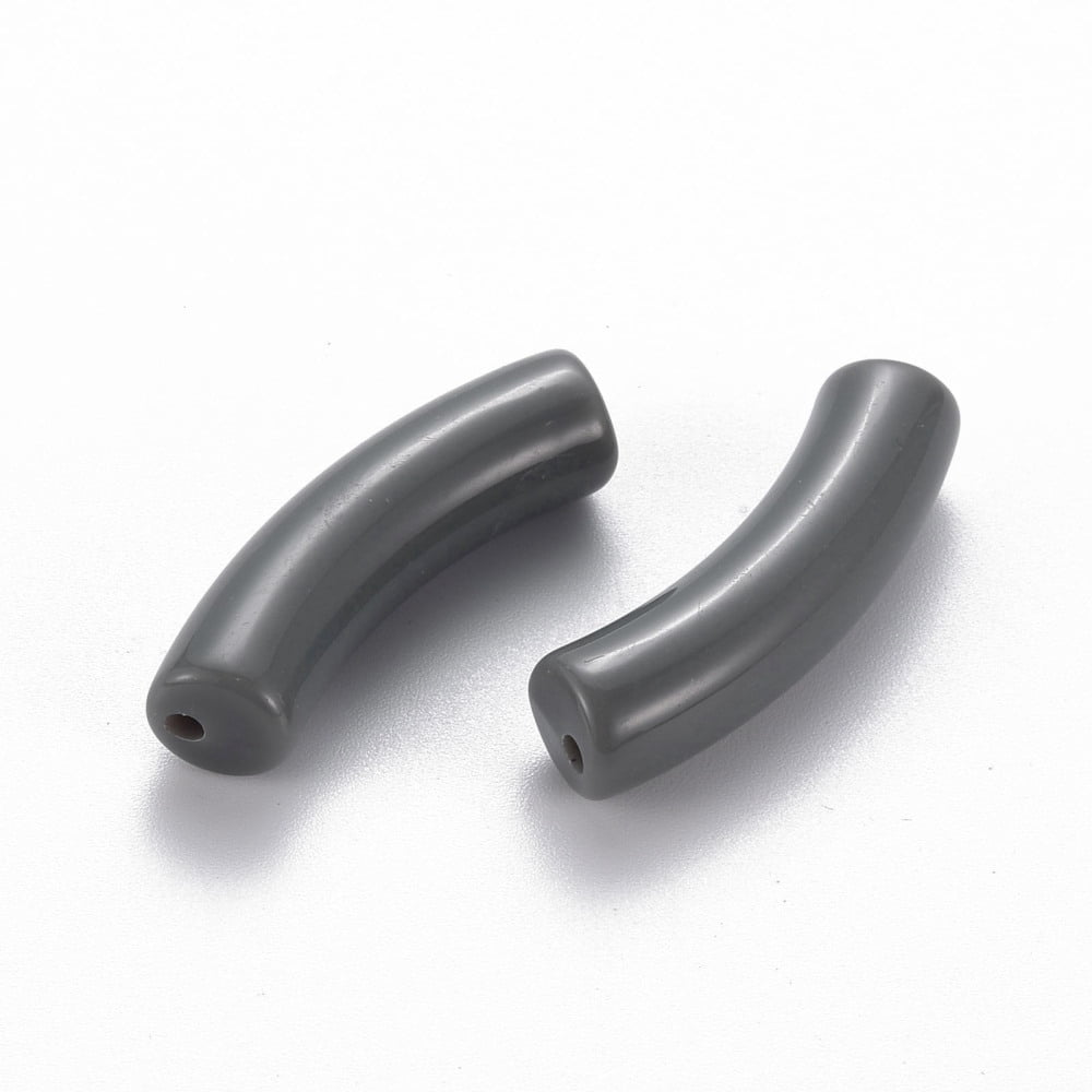 Opaque Acrylic Beads Curved Tube Gray 32x9.5x8mm Hole: 1.8mm about 330pcs/500g