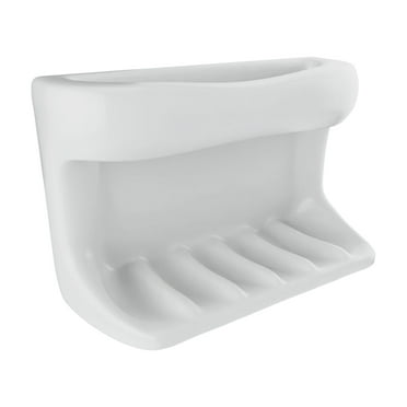 Lenape White Ceramic Soap Dish and Cloth Holder, Durable, Recessed Mount, 4-1/4 x 6-1/4 in