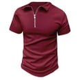 thumbnail image 3 of Men's Zipper Polo Shirts Clearance Polo T Shirts Men's Large Sports T Shirt Solid Short Sleeve Lapel Collar T Shirt Casual Top Business Casual Tops Golf Shirts, 3 of 4