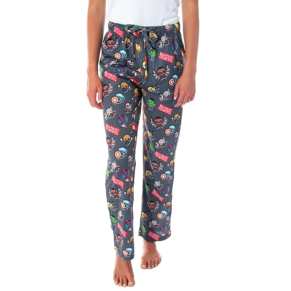Marvel Comics Women's Avengers Kawaii Allover Character Print Pajama Pants