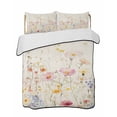 thumbnail image 2 of Quilts King Size, Beige Floral Spring Soft Comforter Bedding Set for Bed, Vintage Farmhouse Botanical Lightweight Quilted Bedspread with Pillow Cover(2 Pieces) for All Season, 96x106 Inch, 2 of 6