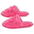 thumbnail image 5 of Women's Fuzzy Fleece Slip-On Memory Foam House Slippers, Size 5-6 – Warm Fluffy Fleece – Cute Teen Pajama Accessory – Soft, Gripping Non-Slip Durable Rubber Sole – Women's Slippers, Hot Pink, 5 of 6