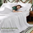 thumbnail image 5 of SONORO KATE 6 Pieces Bamboo Bed Sheets Set, Luxury Rayon Derived - Deep Pockets - Wrinkle Free - Extremely Soft, Queen, White, 5 of 9