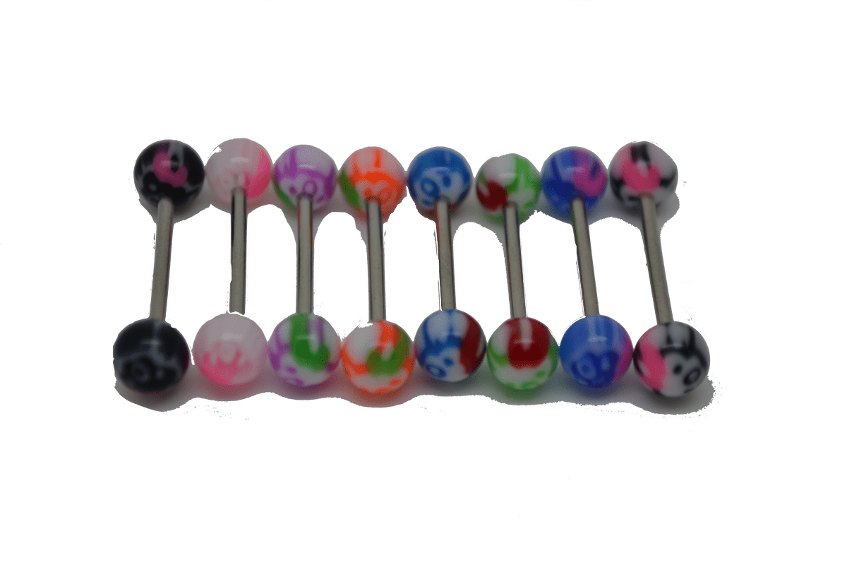 UV Neon Orange Green Hello Kitty Tongue Ring/Snake Eyes/Nipple (Neon