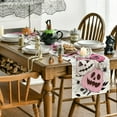 thumbnail image 5 of Pink Pumpkins Spider Web Halloween Table Runner, Seasonal Fall Kitchen Dining Table Decoration for Home Party Decor 13x72 Inch, 5 of 6
