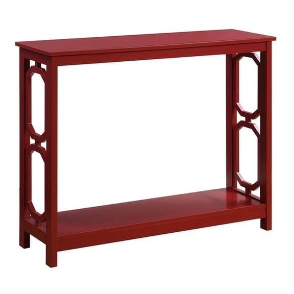 Pemberly Row Contemporary Console Table in Cranberry Red Wood Finish