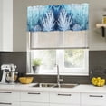thumbnail image 4 of Coastal Coral Blue Curtain Valances for Windows, Kitchen Valance Window Treatments Panel 2 Pack, Summer Watercolor Sea Plant Rod Pocket Short Curtains for Bathroom Bedroom 42 x 12 Inch, 4 of 8