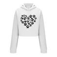 thumbnail image 3 of mihongmao Valentine Oversized Hoodies for Women Winter Solid Color Printed Long-Sleeved Round Neck Long-Sleeved Pullover Top White S, 3 of 7