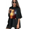 thumbnail image 3 of Plus Size Shirt for Women Black Tops for Women Short Sleeves Shirt for Women Santa Claus 8 T Shirt Crewneck Shirt for Women 5XL, 3 of 5