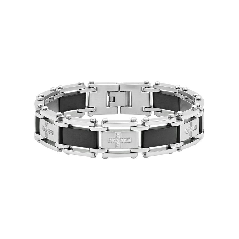 Mens Cubic Zirconia and Stainless Steel Link Bracelet Walmart