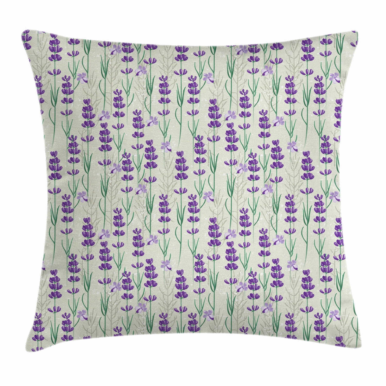 Lavender Throw Pillow Cushion Cover, Botanical Pattern with Fresh Herbs