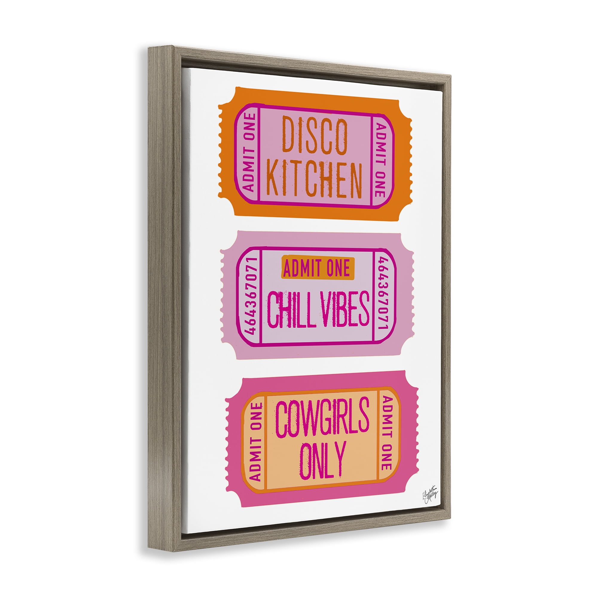 Stupell Industries Disco Kitchen Phrase Tickets Text & Numbers Painting Brown Floater Framed Canvas Art Print Wall Art, 25 x 31