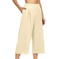 thumbnail image 2 of Aboser Wide Leg Capri Pants Women Summer Beach Vacation Clothes Loose Fit High Waist Capris Solid Casual Lounge Pants with Pockets, 2 of 8