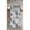 thumbnail image 3 of Ambesonne Grey Quilted Bedspread Set 2 Pcs, Horse Royal Animal Retro, Twin Size, Grey White, 3 of 3