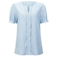 thumbnail image 4 of Ediodpoh Women's Casual Loose Fit Short Sleeve T Shirt with Puff Sleeves and Jacquard Design for Spring Summer Fall Everyday Wear Vacation Tshirts Shirts for Women Sky Blue M, 4 of 4