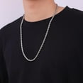 thumbnail image 4 of 3mm Rope Chain Necklace for Men, Silver Tone Mens Chain Necklace, Stainless Steel Necklace Chain for Men Women, 4 of 16
