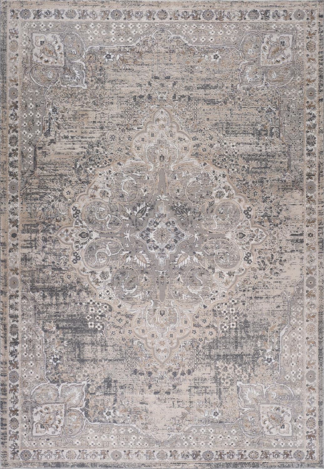Rug Branch Atlas Classic Indoor Area Rug, Grey Beige, Oriental - Living Room, Bedroom, Dining Room, and Kitchen